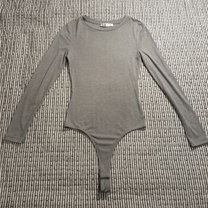 Elodie Heather Gray Long Sleeve Bodysuit